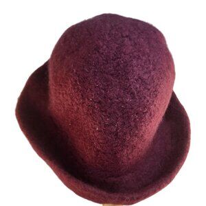 Mohair Wool Blend Cloche Hat Bucket Soft Winter Fall Womens Knit Felted Purple R